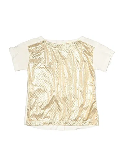 Pre-owned Crewcuts Kids' Short Sleeve Top Ivory Metallic Pattern Cold Shoulder Neckline Tops
