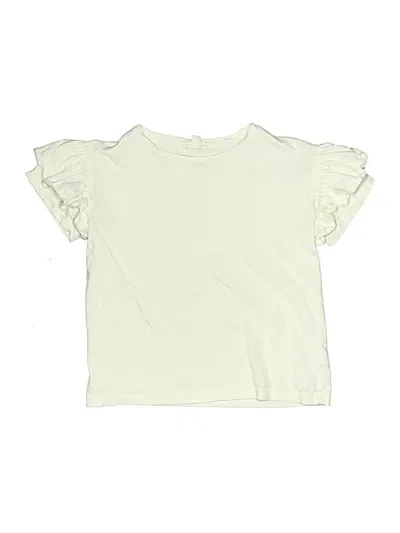 Pre-owned Crewcuts Kids' Short Sleeve Top Ivory Ruffles Neckline Tops
