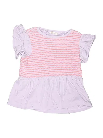 Pre-owned Crewcuts Kids' Short Sleeve Top Pink Ruffles Neckline Tops