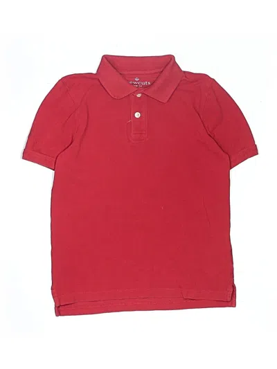 Pre-owned Crewcuts Kids' Short Sleeve Top Red Collared Neckline Tops
