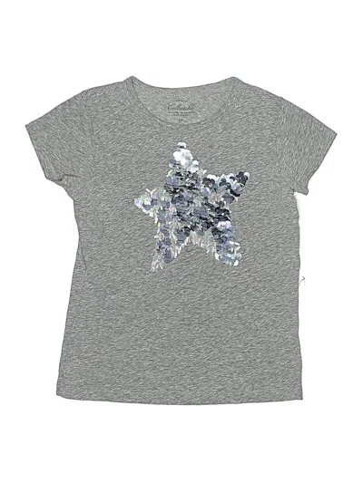 Pre-owned Crewcuts Kids' Short Sleeve Top Silver Stars Pattern Crew Neck Tops