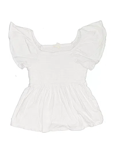 Pre-owned Crewcuts Kids' Short Sleeve Top White Ruffles Neckline Tops