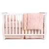 Crib Set Baby Crib Bedding Sets Includes Crib Sheet, Quilted Blanket, Crib Skirt, And Baby Pillowcas In Pink Floral