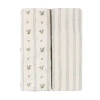 Crib Sheet Set Baby Fitted  2 Pack In Linear Berry Leaf