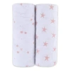 Crib Sheet Set Baby Fitted  2 Pack In Mauve Pink Stars
