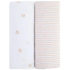 Crib Sheet Set Baby Fitted  2 Pack In Mauve Tulip & Stripes