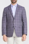 Cricketeer Grey Plaid Wool Blend Blazer In Lavender