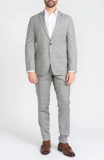 Cricketeer Grey Windowpane Plaid Wool Blend Suit