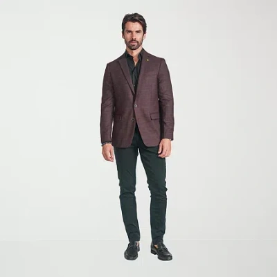 Cricketeer Mens Checked Stretch Fabric Sport Coat In Brown