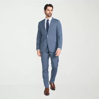 Cricketeer Mens Plaid Stretch Fabric 2-pc. Suit Set In Blue