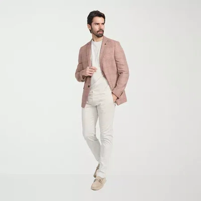 Cricketeer Mens Plaid Stretch Fabric Sport Coat In Brown