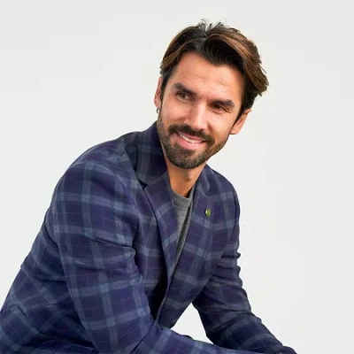 Cricketeer Mens Plaid Stretch Fabric Sport Coat In Purple