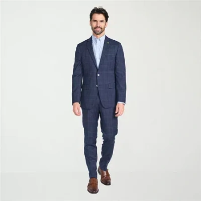 Cricketeer Mens Windowpane Stretch Fabric 2-pc. Suit Set In Blue