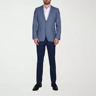Cricketeer Mens Windowpane Stretch Fabric Sport Coat In Blue