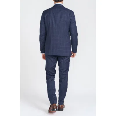 Cricketeer Navy Windowpane Plaid Wool Blend Suit
