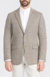 Cricketeer Tan Windowpane Check Wool Blend Blazer In Tan