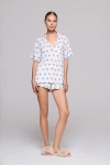 Crickle Daisy Palm Spring Sky Short Pajama Set In Pink
