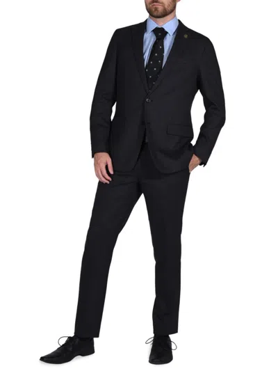 Crickteer Men's Birdseye Wool Blend Slim Fit Suit In Black