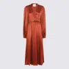 Cri.da Crida Bronze Satin Matera Long Dress In Red