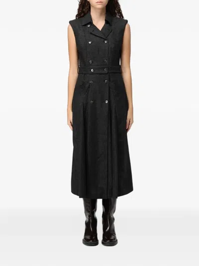 Cri.da Double-breasted Belted Midi Dress In Black