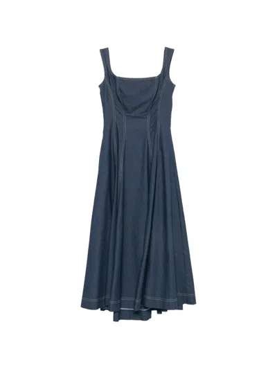 Cri.da Glicine Contrast-stitch Midi Dress In Blue