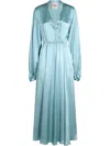 Cri.da Crida Light Blue Satin Matera Long Dress In Blue