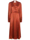 Cri.da Crida Bronze Satin Matera Long Dress In Orange