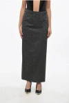 Cri.da Metallic Effect Maxi Skirt With Split In Gray