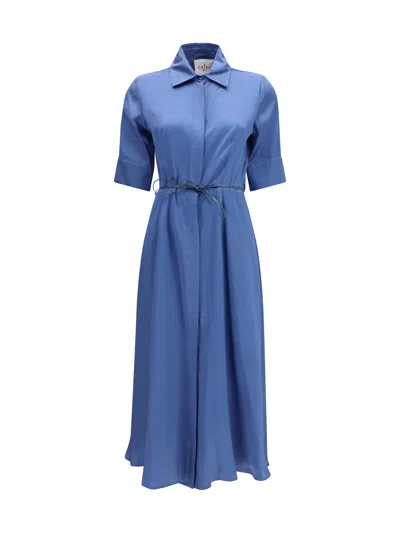 Crida Milano Baldo Chemisier Dress In Blue