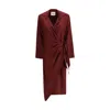 Crida Milano Bordeaux Silk Casual Dress In Burgundy