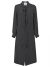 Crida Milano Polka Dot Silk Midi Dress In Black