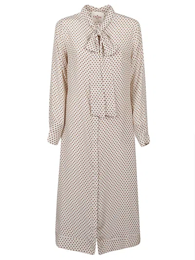 Crida Milano Polka Dot Silk Midi Dress In Neutral