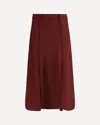 Crida Milano Bordeaux Wool Midi Skirt In Burgundy