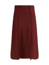 Crida Milano Bordeaux Wool Midi Skirt In Burgundy