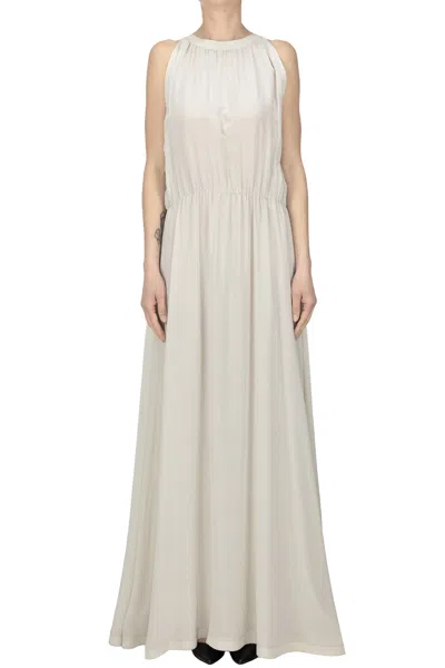 Crida Milano Silk Long Dress In Neutral