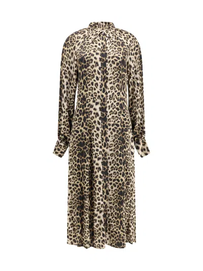 CRIDA MILANO WINDSOR LEOPARD SATIN MIDI DRESS