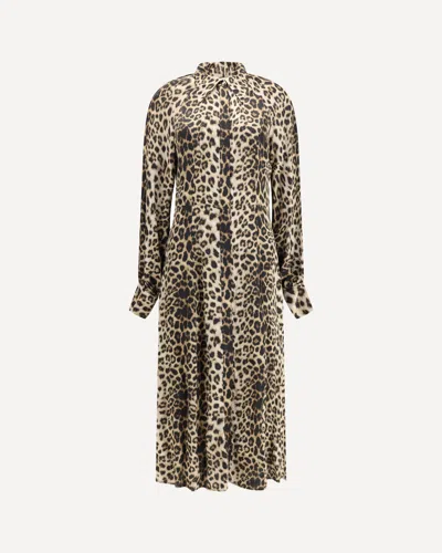 CRIDA MILANO WINDSOR LEOPARD SATIN MIDI DRESS