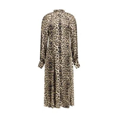 Crida Milano Windsor Leopard Satin Midi Dress In Multi