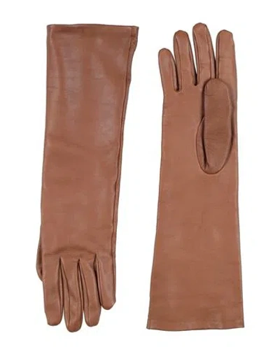 Crida Milano Woman Gloves Brown Size 8.5 Leather