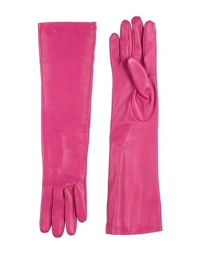 Crida Milano Woman Gloves Magenta Size 8.5 Leather