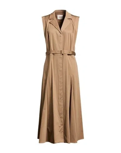 Crida Milano Woman Maxi Dress Camel Size 4 Cotton, Elastane In Neutral