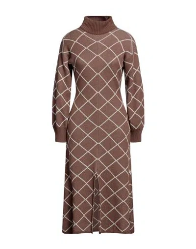 Crida Milano Woman Midi Dress Light Brown Size 2 Cashmere In Beige