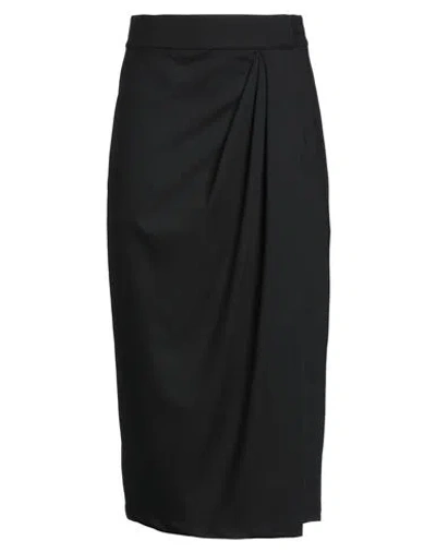 Crida Milano Woman Midi Skirt Black Size 1 Virgin Wool, Lyocell