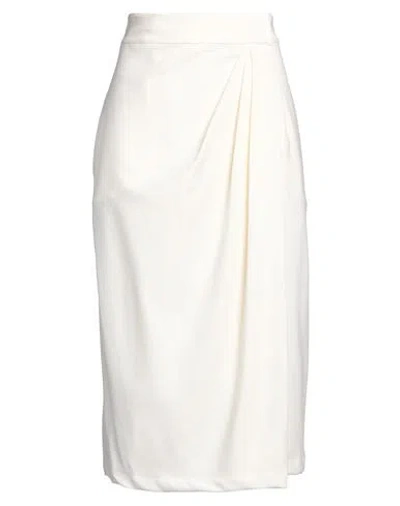 Crida Milano Woman Midi Skirt Ivory Size 2 Virgin Wool, Lyocell In White