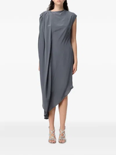 Cri.da Peonia Asymmetric Midi Dress In Blue