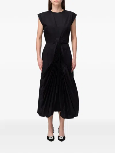 Cri.da Pleated-waist Sleeveless Midi Dress In Black