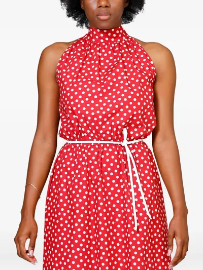 Cri.da Polka-dot Halterneck Dress In Red