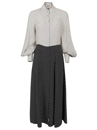 CRI.DA CRIDA POLKA DOT SILK MIDI DRESS