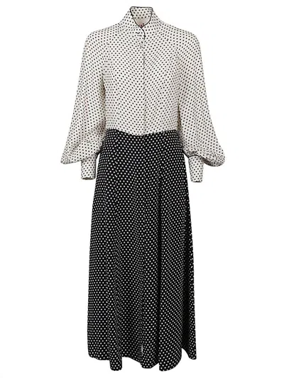 CRI.DA CRIDA POLKA DOT SILK MIDI DRESS