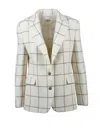 Cri.da Structured Fitted Jacket With Classic Lapel And Windowpane Check In Multi